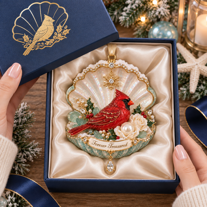 Coastal Cardinal Christmas Memorial Ornament Set