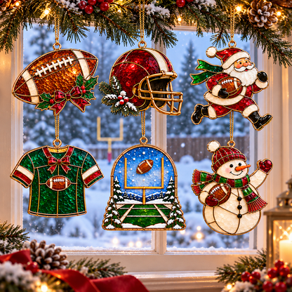 🎄 2026 Christmas Football Ornaments – Set of 6 Festive Football Holiday Keepsakes