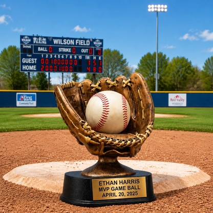 ⚾Personalized Baseball Glove Trophy – Custom Name Plate Award (Ball Not Included)