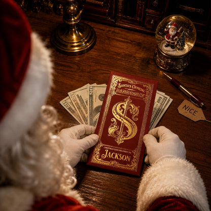 Personalized Santa Christmas Cash Holder - Custom Name Xmas Money Envelope