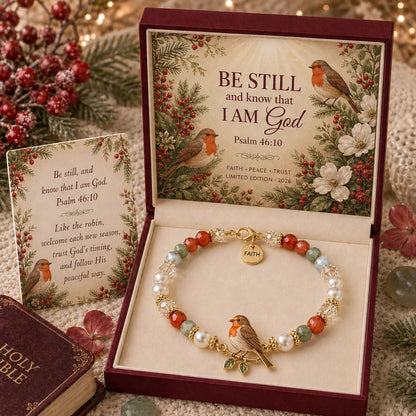 ✝️ Psalm 46:10 Faith Bracelet | Limited Edition 2026 Christian Jewelry with 7 Meaningful Nature Symbols, Gemstone-Style Beads & Scripture Gift Box