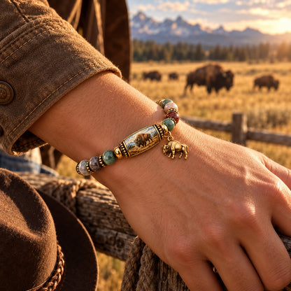 🦬 Wild Bison Guardian Crystal Bracelet
