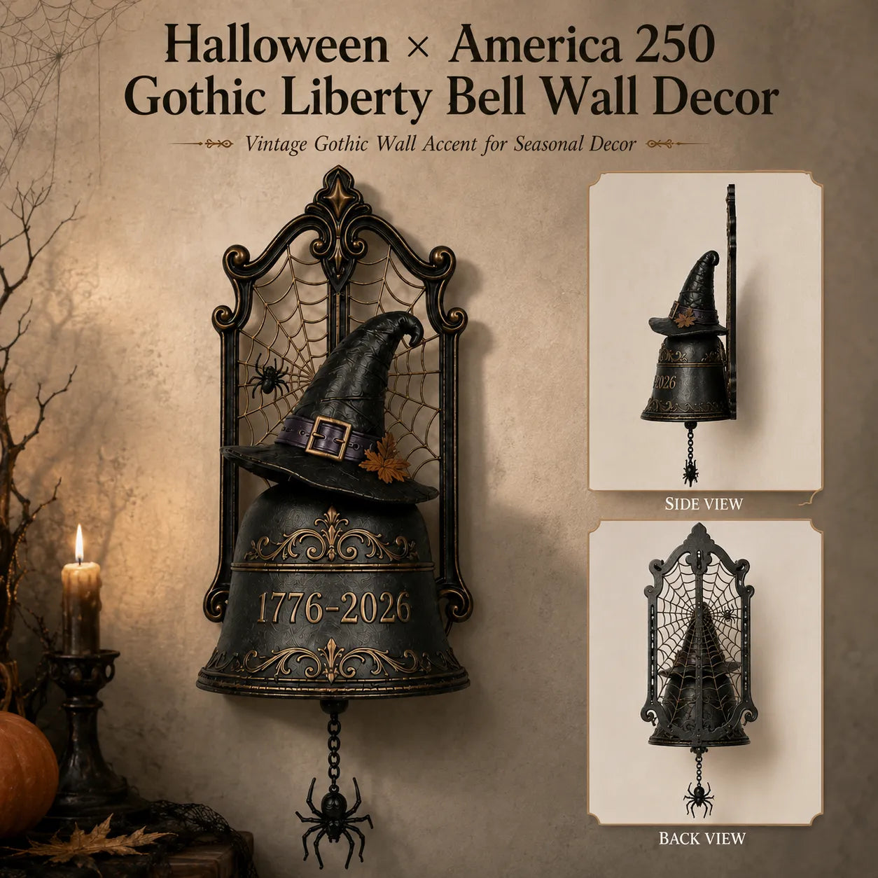 Halloween × America 250 Gothic Liberty Bell Wall Decor