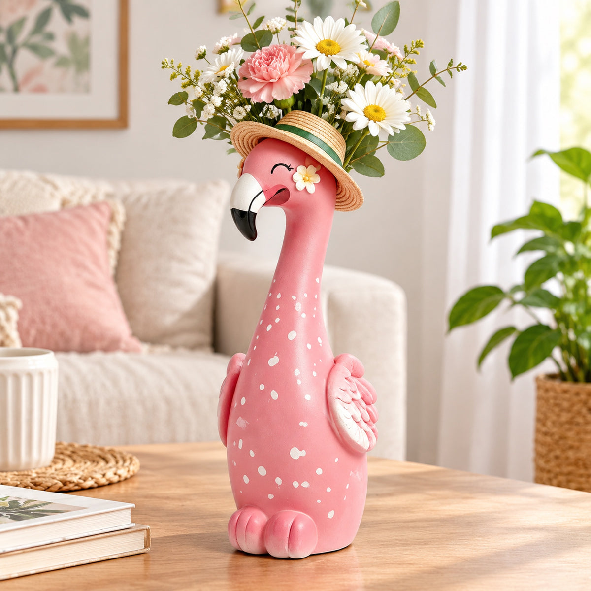 🦩Whimsical Pink Flamingo Flower Vase Set