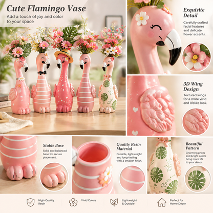 🦩Whimsical Pink Flamingo Flower Vase Set
