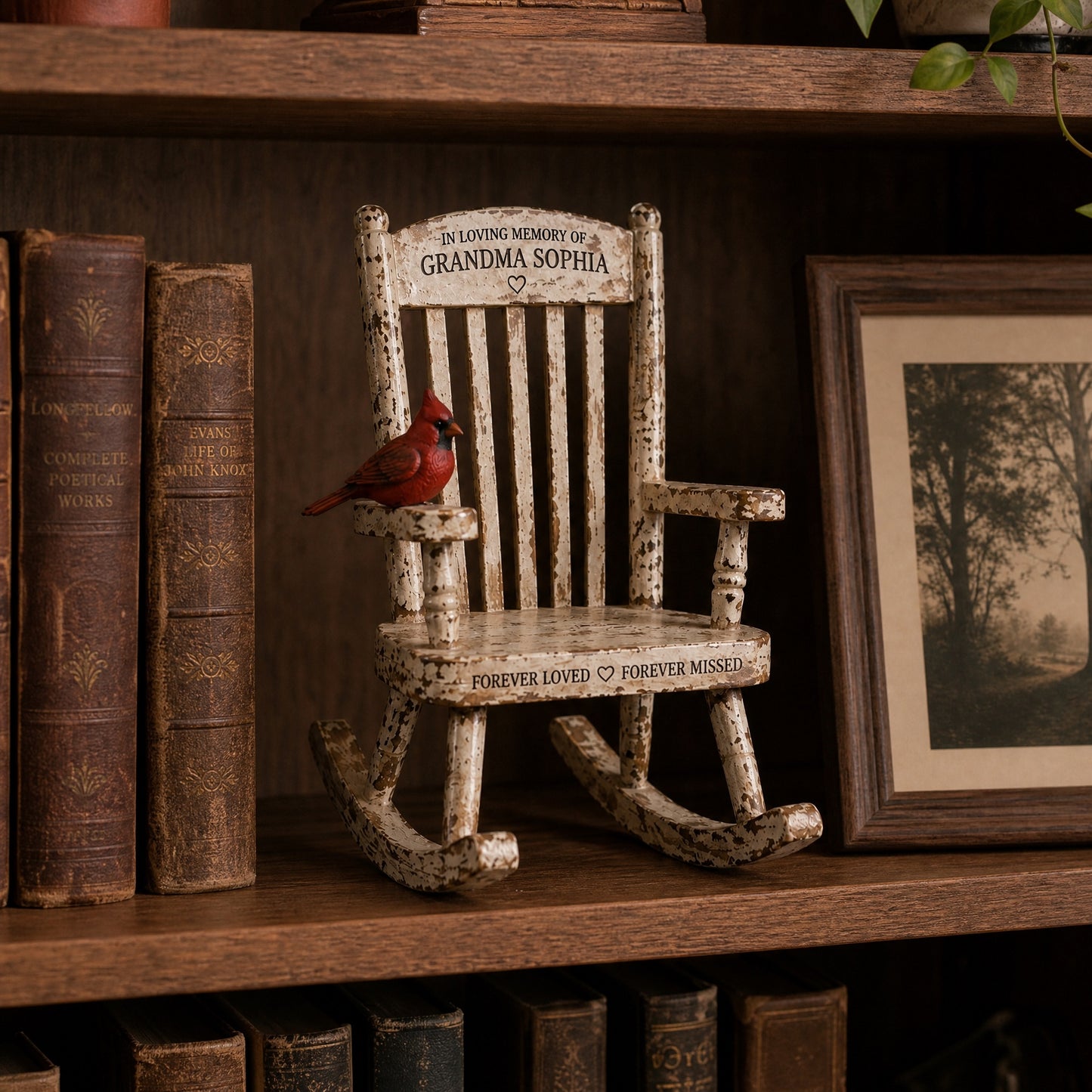 🐦Personalized Memorial Rocking Chair Keepsake – Remembrance Cardinal Decor