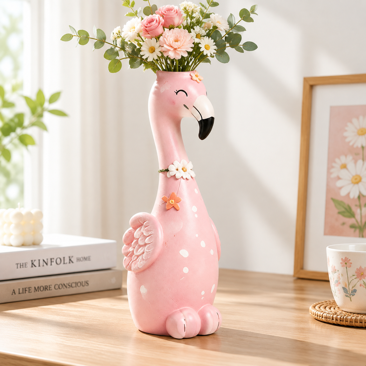 🦩Whimsical Pink Flamingo Flower Vase Set