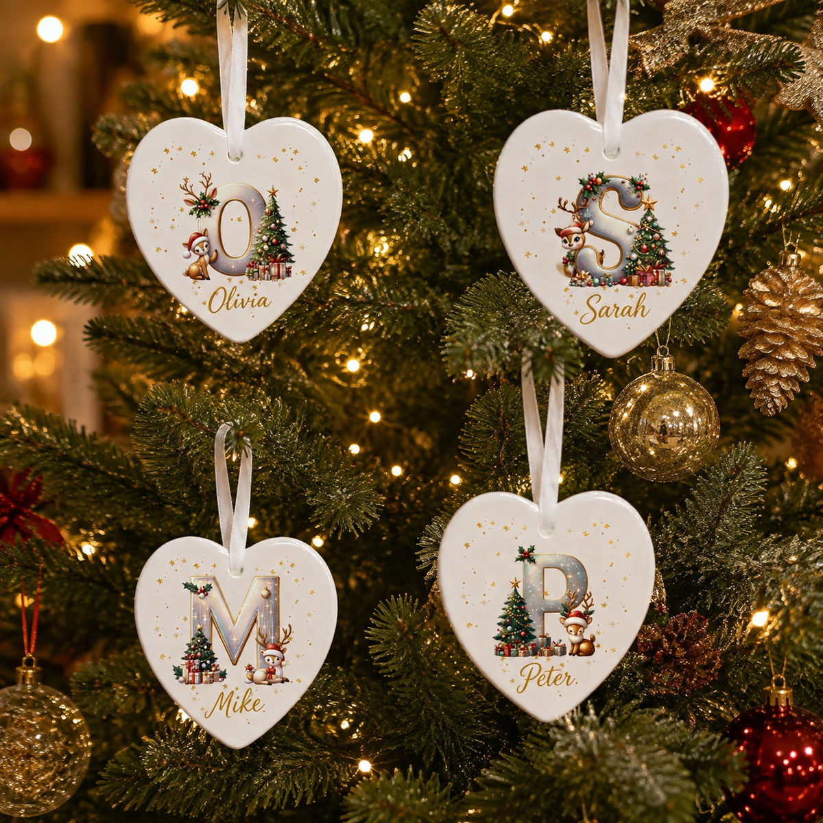 💖🎄Personalized Christmas Initial Ornaments – Keepsake Holiday Collection