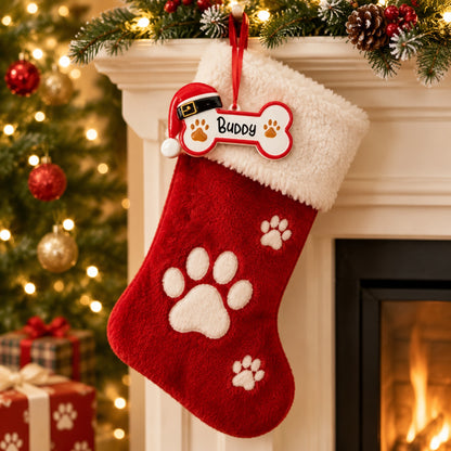 🐾 Personalized Dog Bone Christmas Ornament – Festive Pet Keepsake Collection