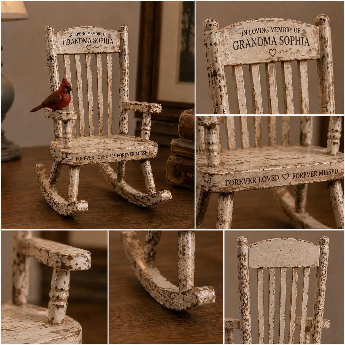 🐦Personalized Memorial Rocking Chair Keepsake – Remembrance Cardinal Decor