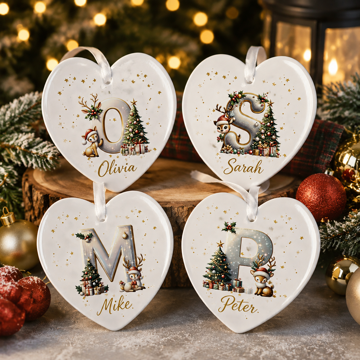 💖🎄Personalized Christmas Initial Ornaments – Keepsake Holiday Collection