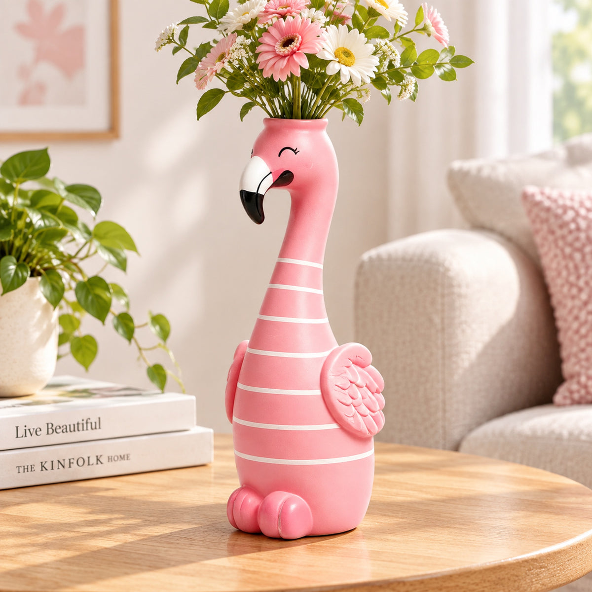 🦩Whimsical Pink Flamingo Flower Vase Set