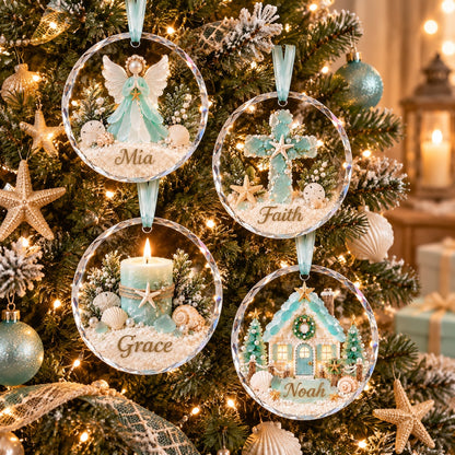 🎄✨Personalized Coastal Beach Christmas Ornament