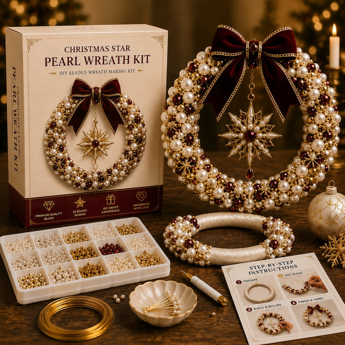 DIY Pearl Wreath Making Kit – Handmade Beaded Holiday Decor