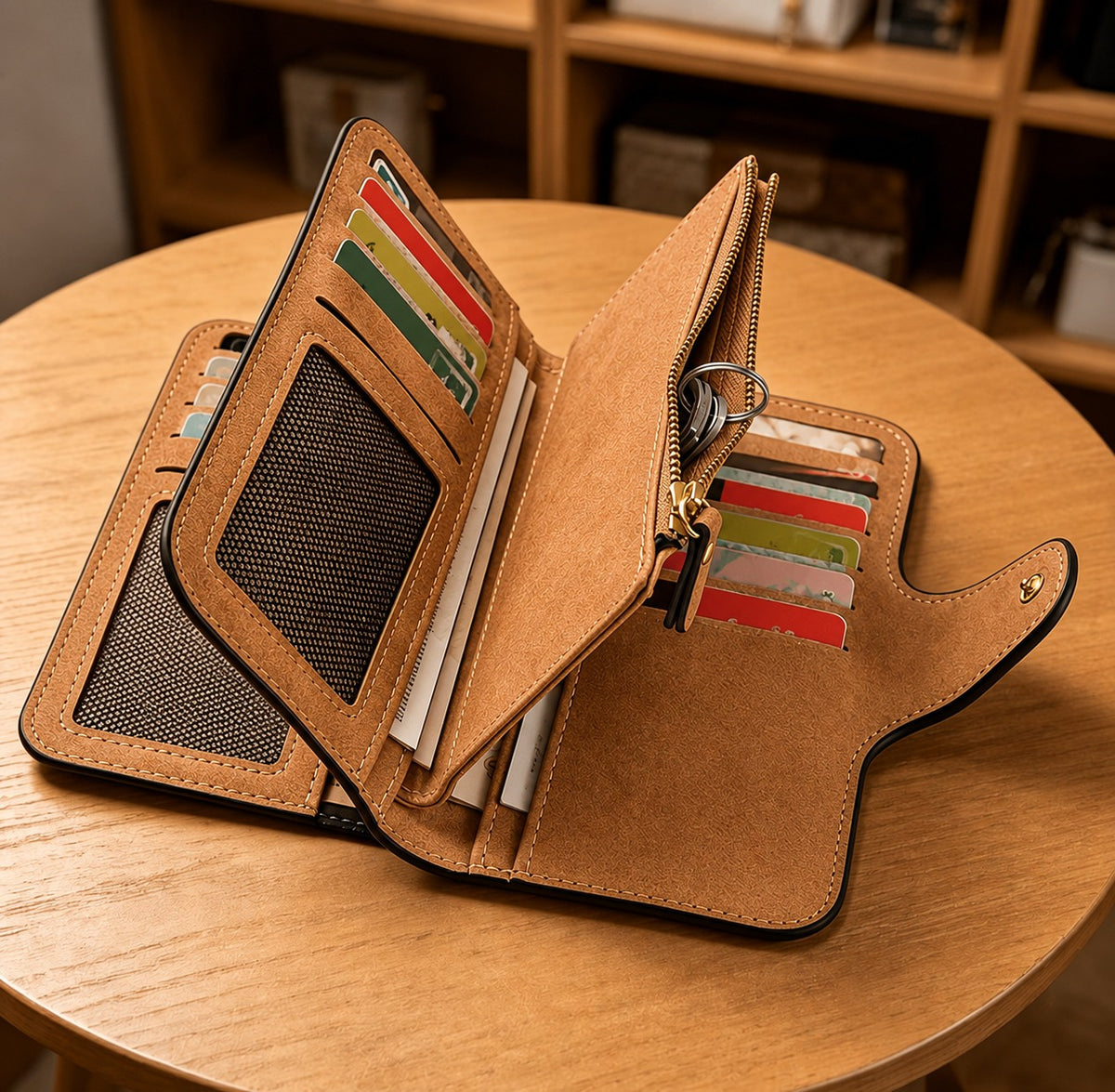 🌿 Personalized Garden Friends Wallet – Custom Name Leather Organizer