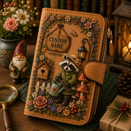 🌿 Personalized Garden Friends Wallet – Custom Name Leather Organizer