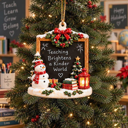 Teacher Appreciation Christmas Ornament – Rustic School-Themed Tree Decor