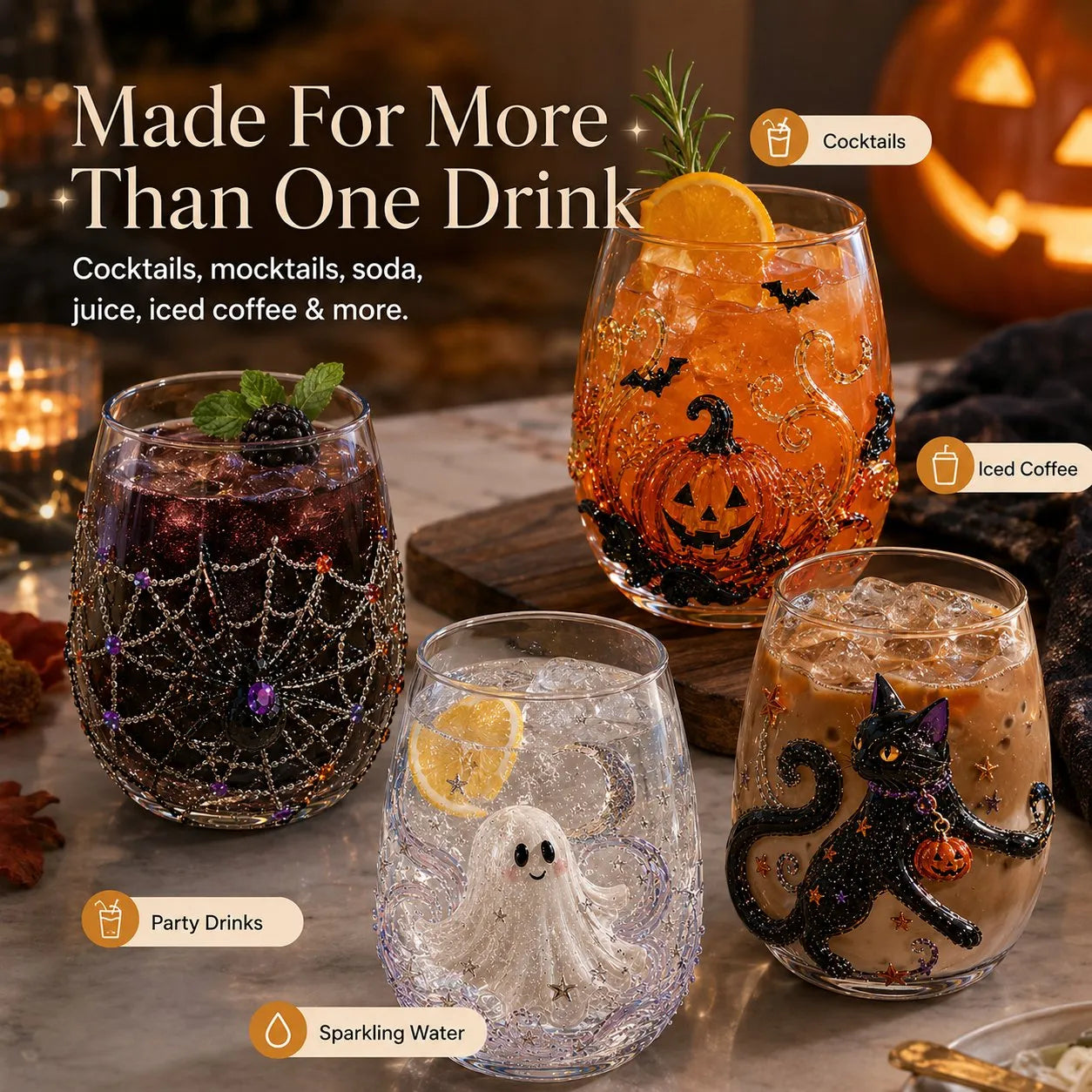 🎃 3D Halloween Artisan Glassware Collection - For Magical Halloween Sips