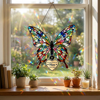🦋 Customizable Holographic Butterfly Suncatcher – Memorial Gift for Mom