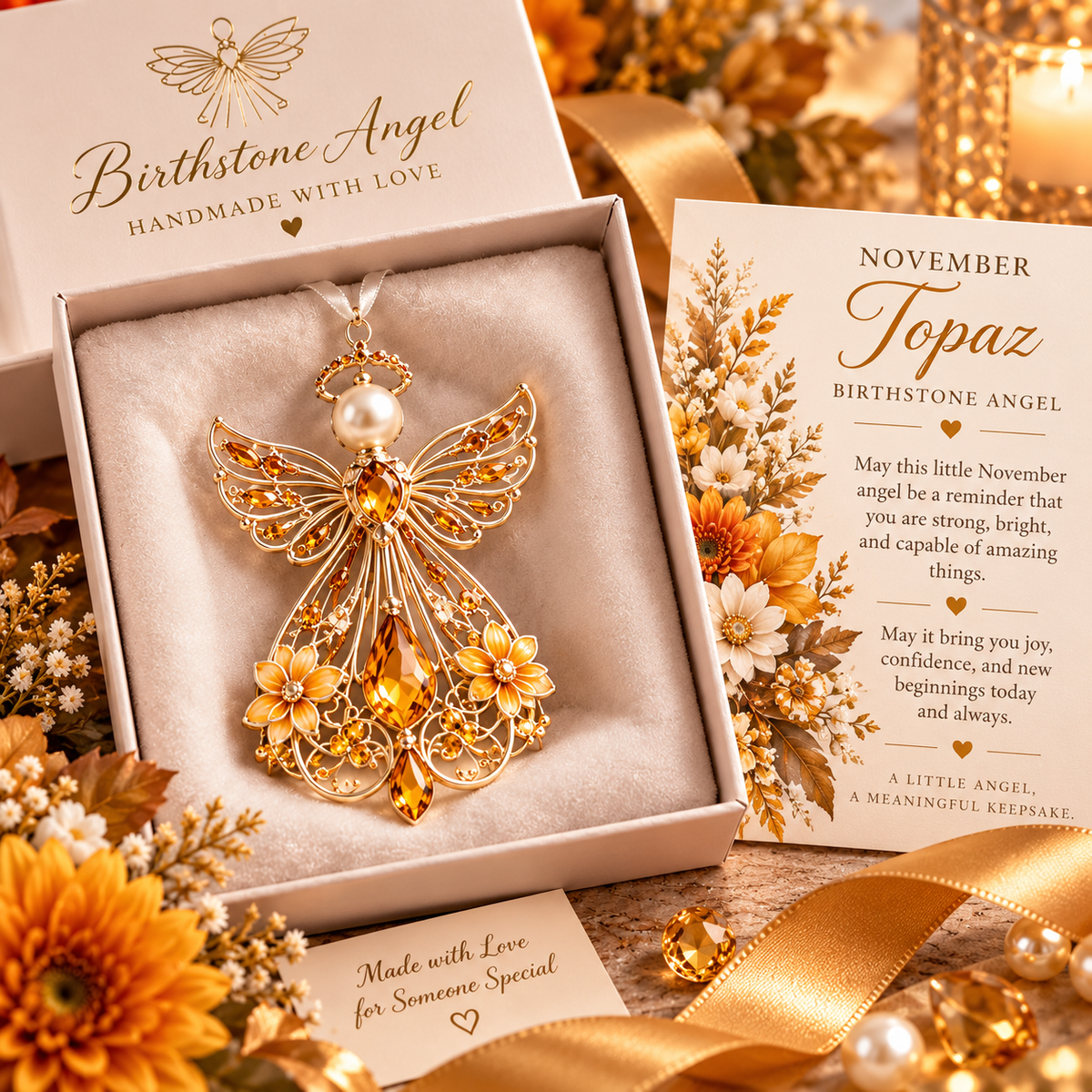 ✨ Birth Month Guardian Angel Ornament – 12 Birthstone Angels