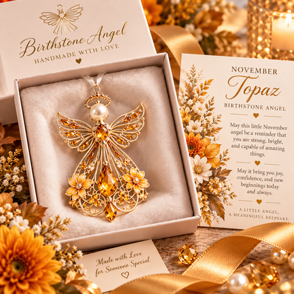 ✨ Birth Month Guardian Angel Ornament – 12 Birthstone Angels