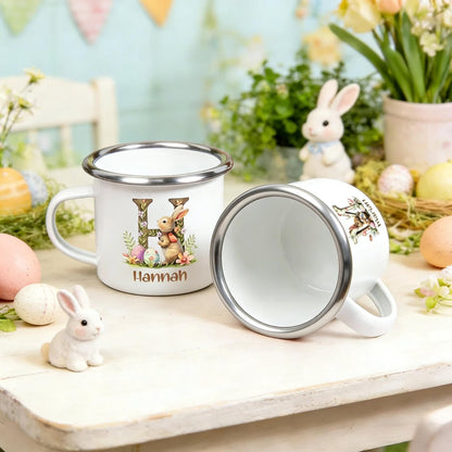Personalized Bunny Initial Mug – Easter Edition，Easter Party Gift for Kids