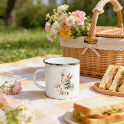 Personalized Bunny Initial Mug – Easter Edition，Easter Party Gift for Kids