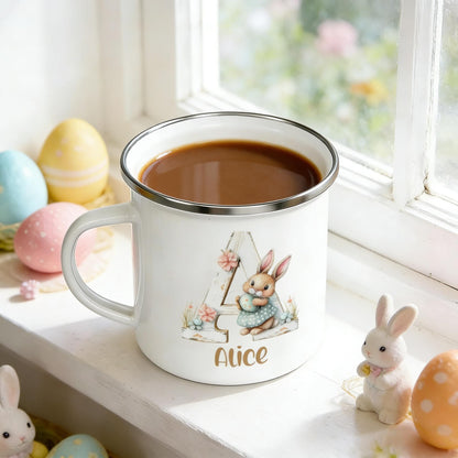 Personalized Bunny Initial Mug – Easter Edition，Easter Party Gift for Kids