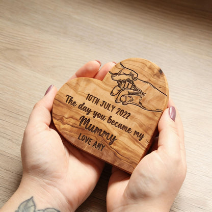 Personalised Day You Became My Mummy Wood Heart For Mother's Day