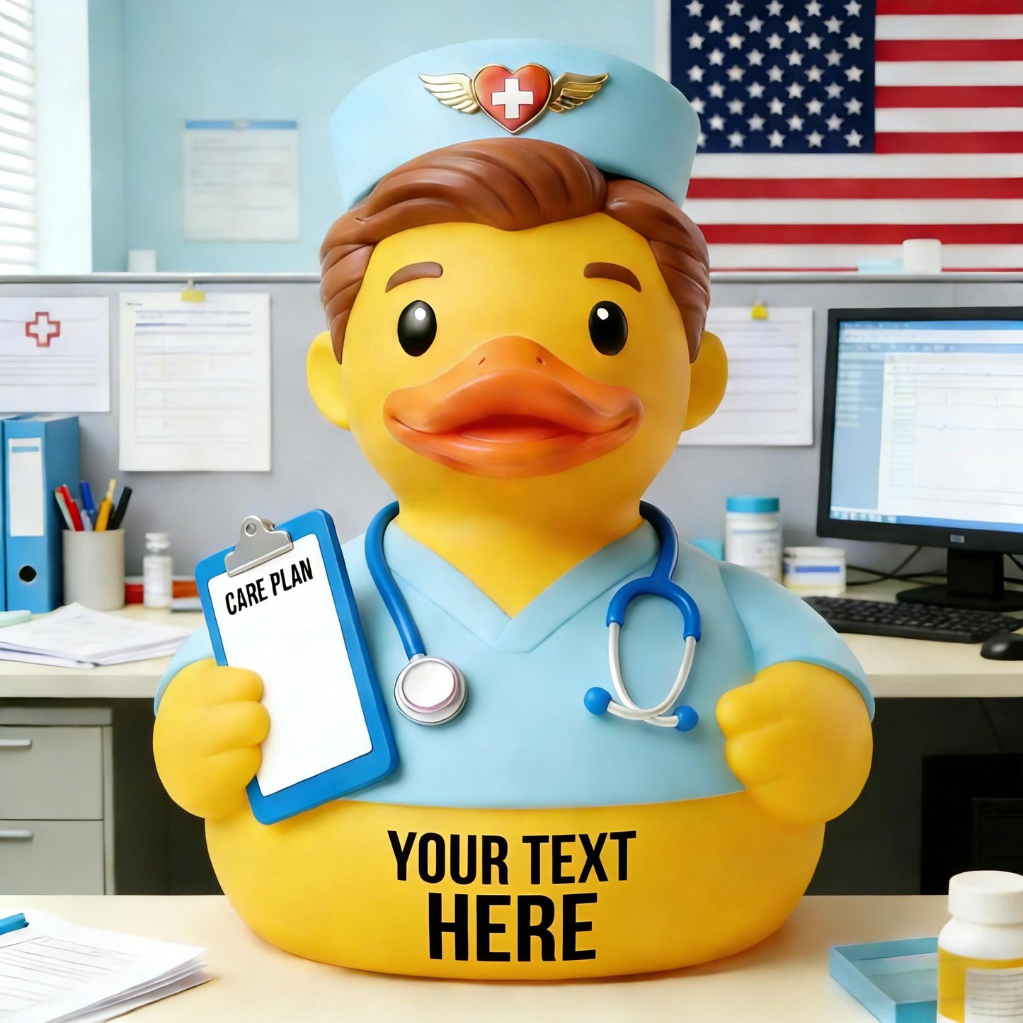 Personalized Nurse Duck Figurine