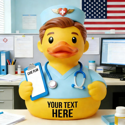 Personalized Nurse Duck Figurine