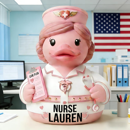 Personalized Nurse Duck Figurine