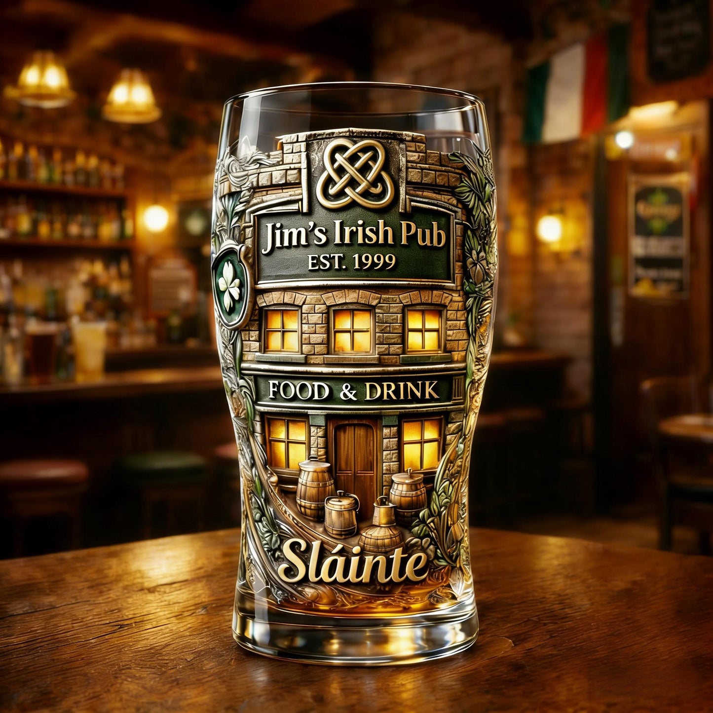 ☘🍻Personalized Irish Pub Timeless Heritage Collector Glass