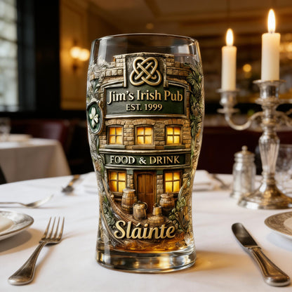 ☘🍻Personalized Irish Pub Timeless Heritage Collector Glass