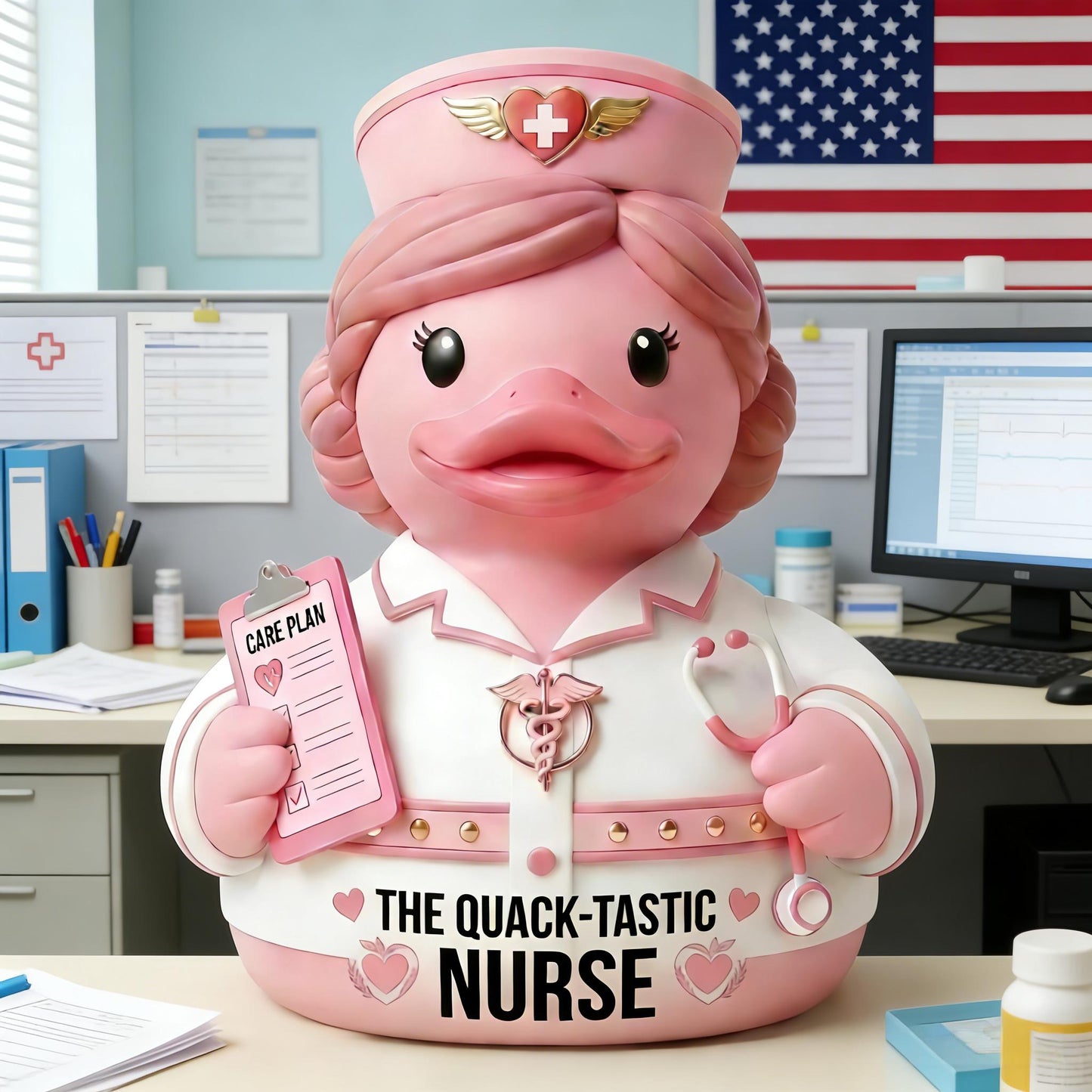 Personalized Nurse Duck Figurine