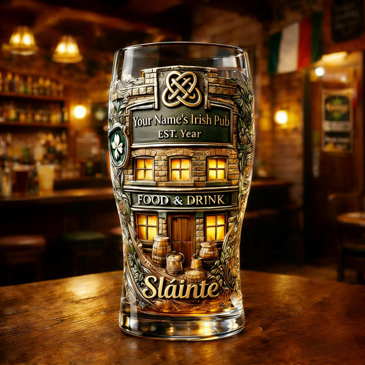 ☘🍻Personalized Irish Pub Timeless Heritage Collector Glass