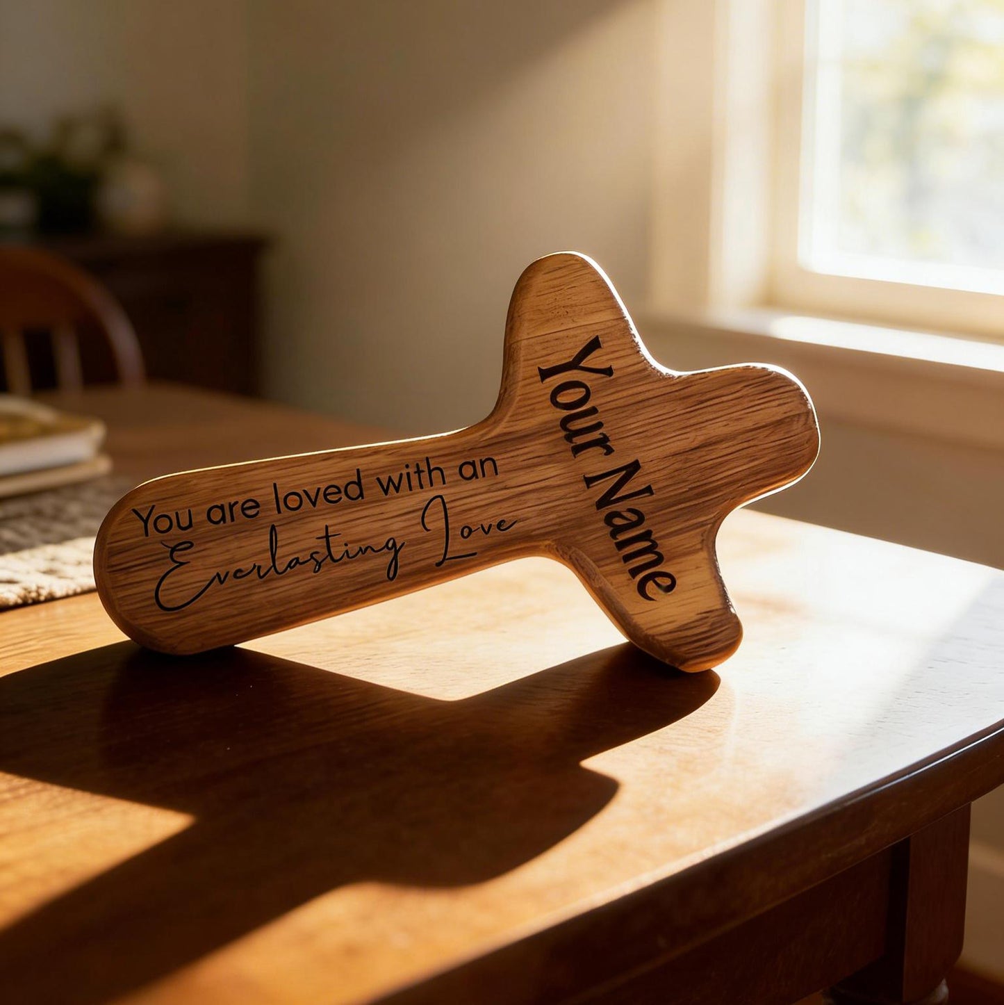 Custom Engraved Wood Cross, Personalized Pocket Cross Christian Gift for Her Him, Religious Birthday Gift, Baptism Baby Christening Present, Wooden Cross Confirmation Gift for Kids