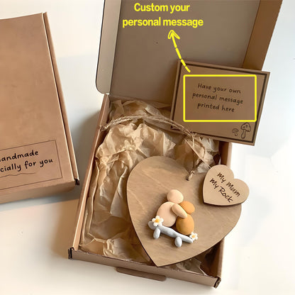 ❤️Personalized 'My Mum My Rock' Wooden Hanging Ornament – Handmade Gift for Mum