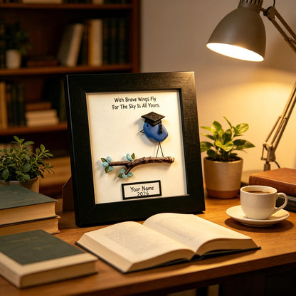 Personalized Sea Glass Graduation Bird Framed Art