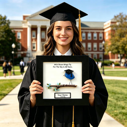 Personalized Sea Glass Graduation Bird Framed Art
