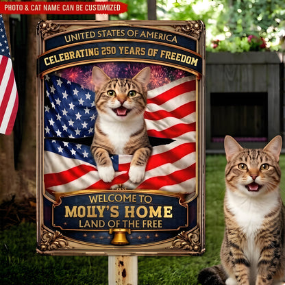 Personalized Patriotic Garden Metal Sign-Welcome to Proud American Pet Home
