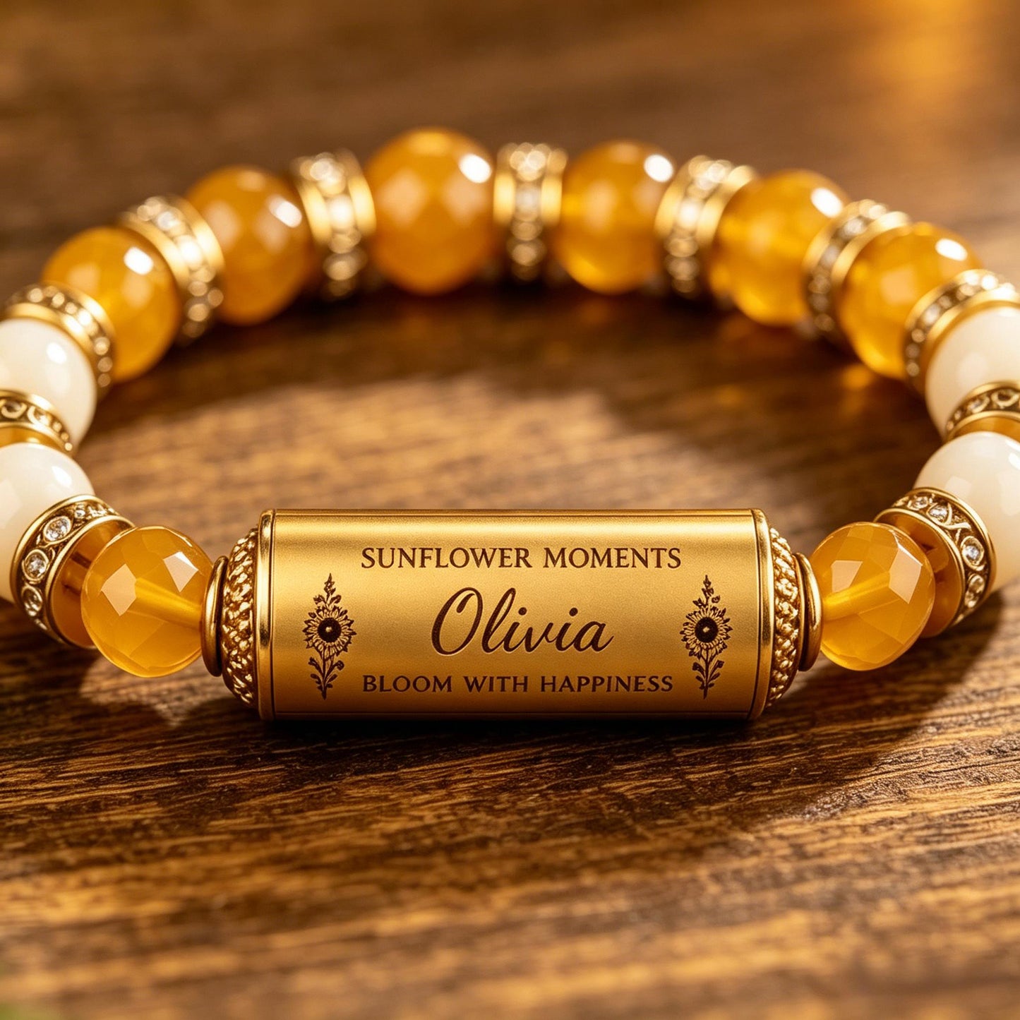 Personalized Sunflower Moments Bracelet with Giftbox