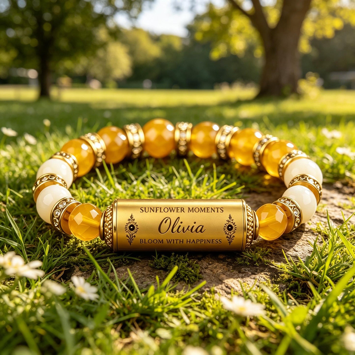 Personalized Sunflower Moments Bracelet with Giftbox