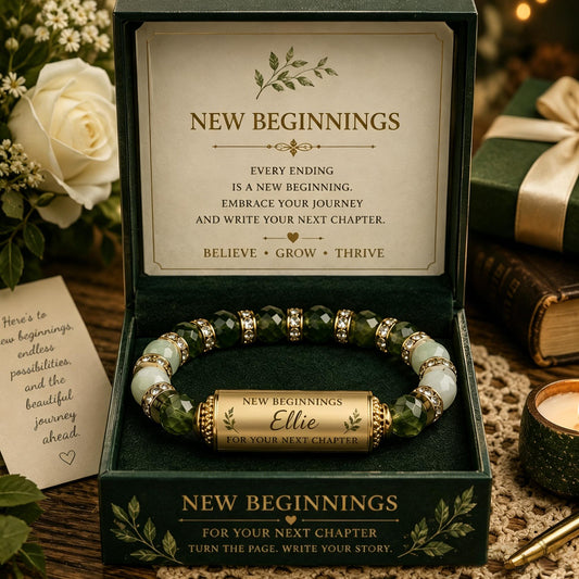 Personalized New Beginnings Encouragement Bracelet Gift Set
