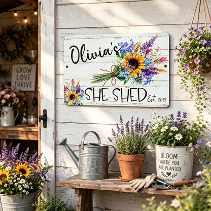 Floral Bouquet Personalized She Shed Sign