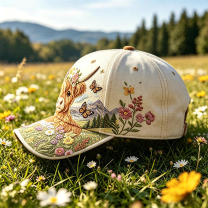 💐🦋Personalzied Floral Highland Cow Cap