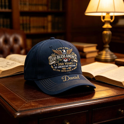 Personalized "God Bless America" 250th Anniversary Patriotic Cap