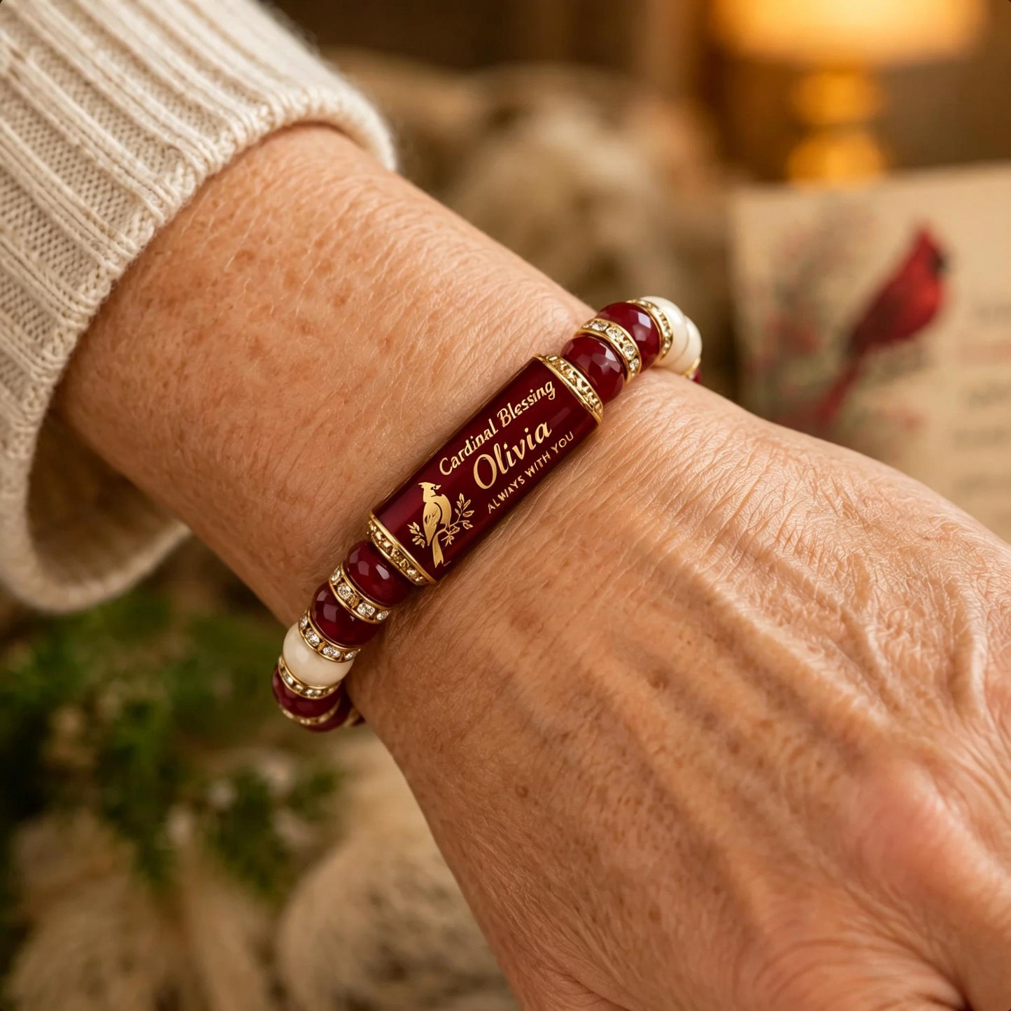 Personalized Cardinal Blessing Keepsake Bracelet with Giftbox