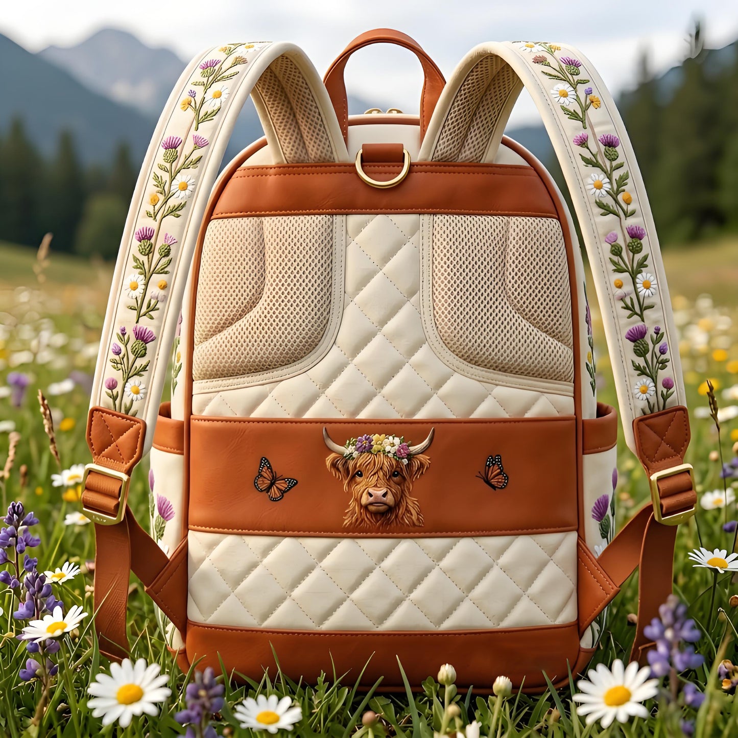 🔥 Limited-time 50% off Graduation Season Sale 🎁 🎒 Personalized Highland Cow & Wildflower Backpack
