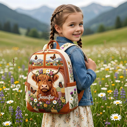 🔥 Limited-time 50% off Graduation Season Sale 🎁 🎒 Personalized Highland Cow & Wildflower Backpack